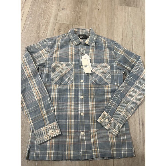 RRL Other - RRL by Ralph Lauren Madras Camp Shirt Light Blue XS